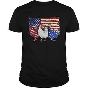 Chickens 2 Flag Us American Flag Independence Day Veteran Shirt